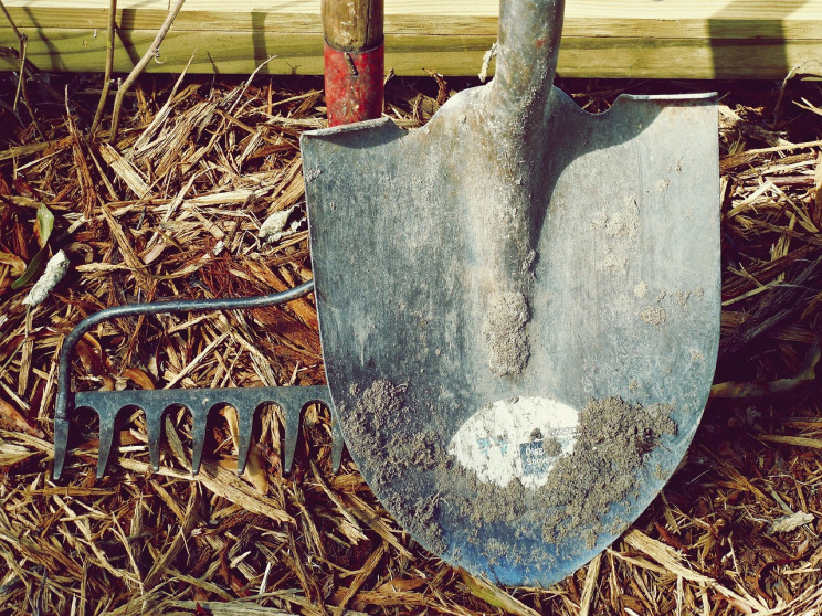farm tools shovel rake barn
